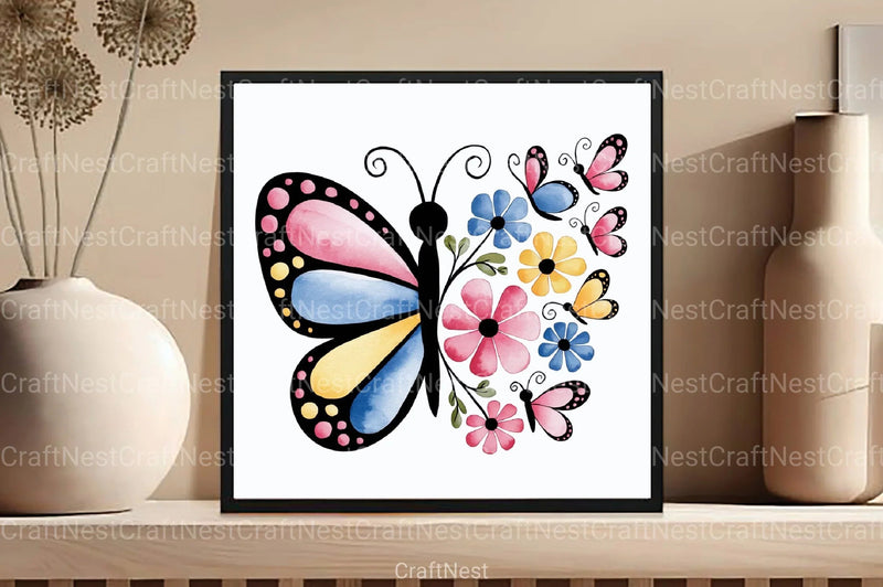 Floral Butterfly Clipart Bundle 55 - CraftNest - Digital Crafting and Art