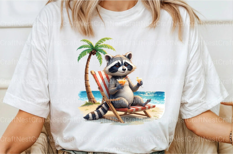 Summer Raccoons Clipart Bundle - CraftNest - Digital Crafting and Art