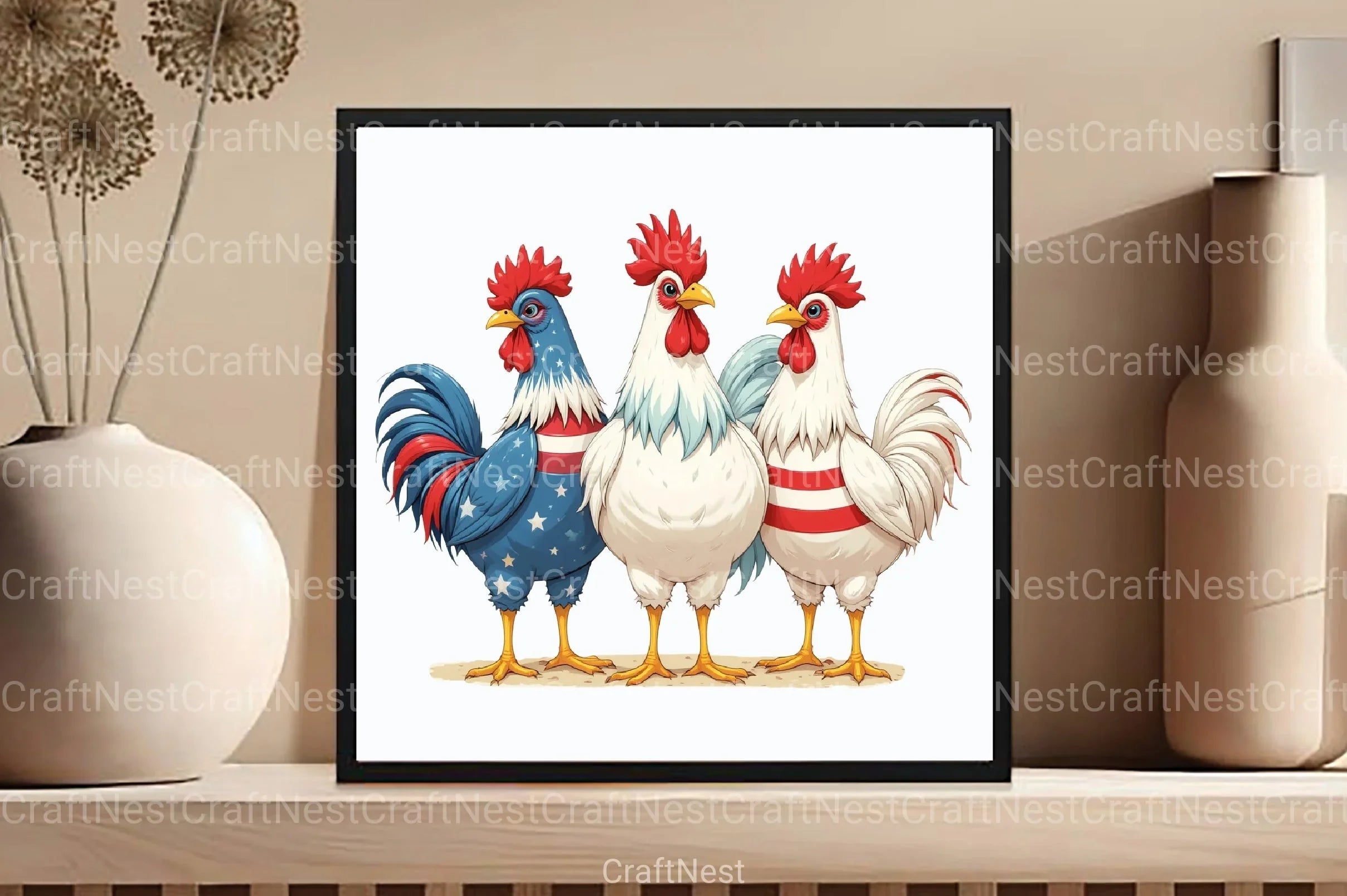4th of July Chicken Clipart Bundle 55 - CraftNest - Digital Crafting and Art