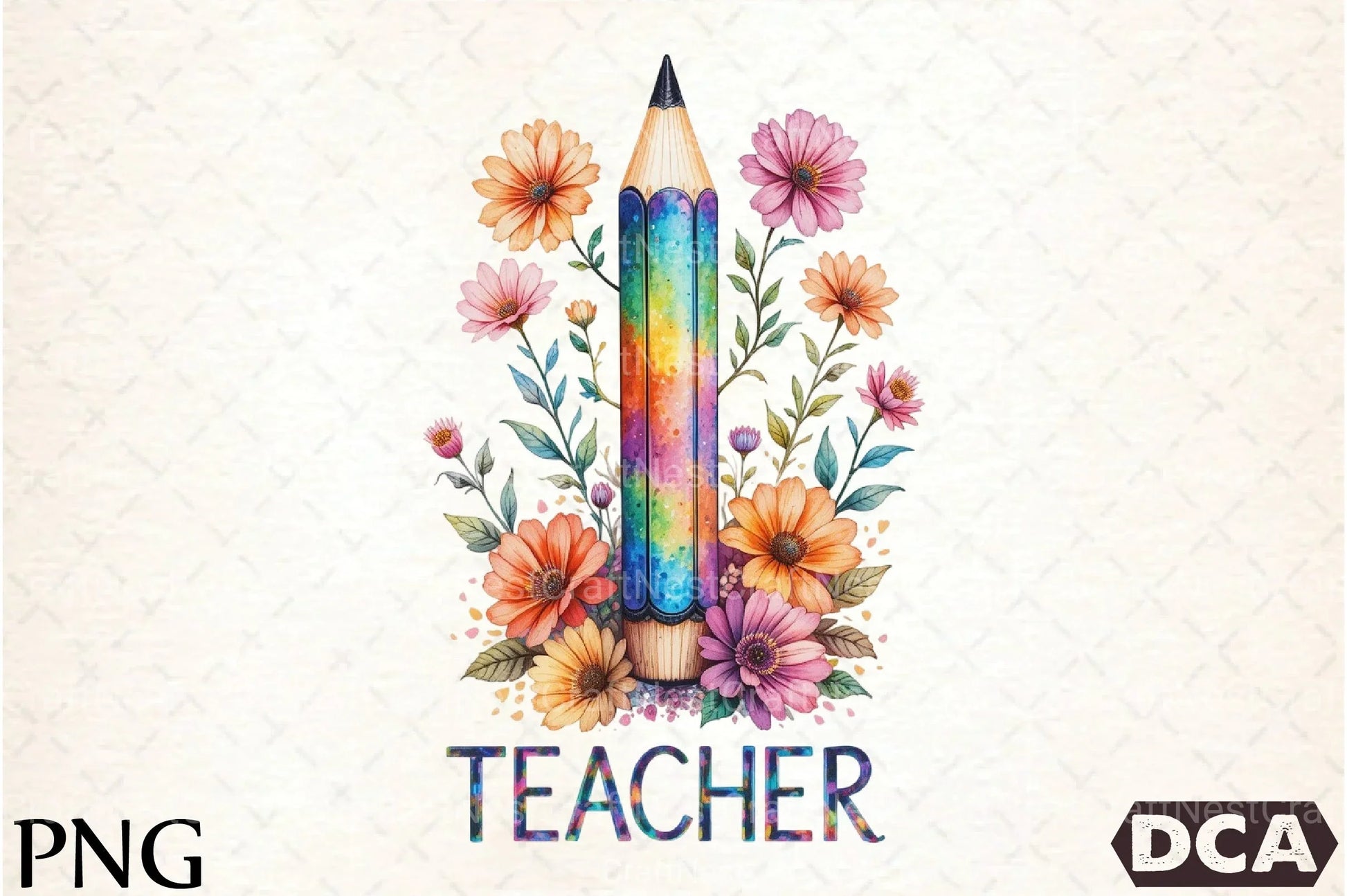 Teacher Floral Pencil Clipart Bundle - CraftNest - Digital Crafting and Art