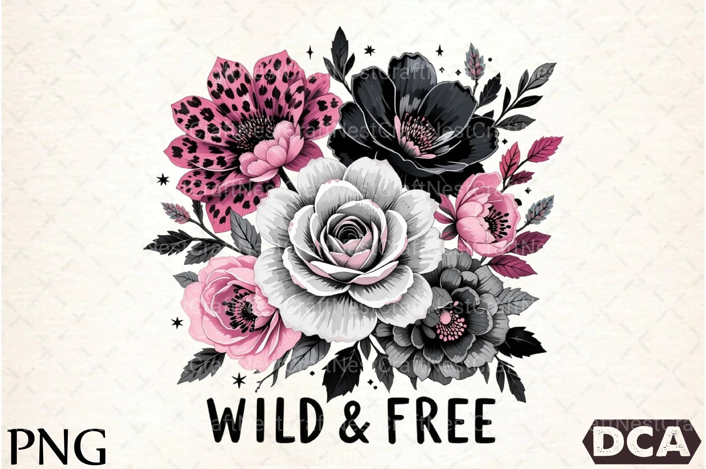 Black & White Flower Bouquet Clipart Bundle - CraftNest - Digital Crafting and Art