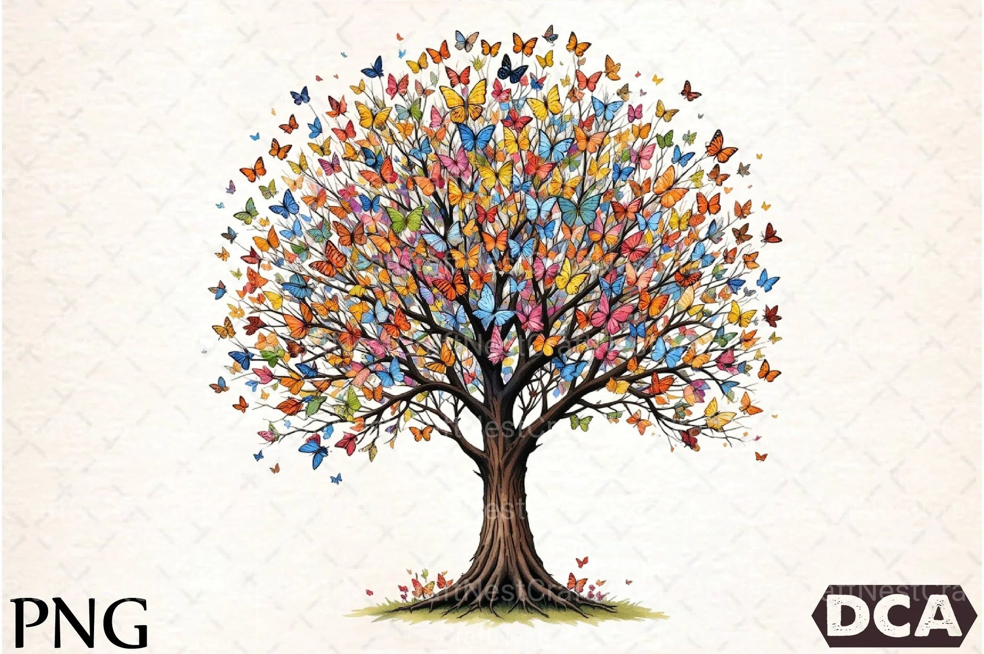 Flower Tree with Birds & Butterflies Clipart Bundle - CraftNest - Digital Crafting and Art