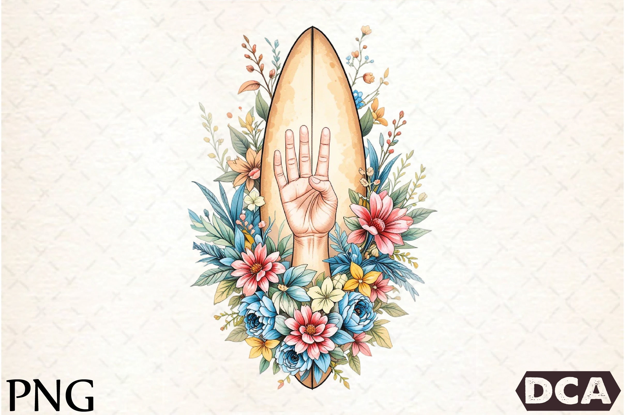 Colorful Floral Surfboard Clipart Bundle