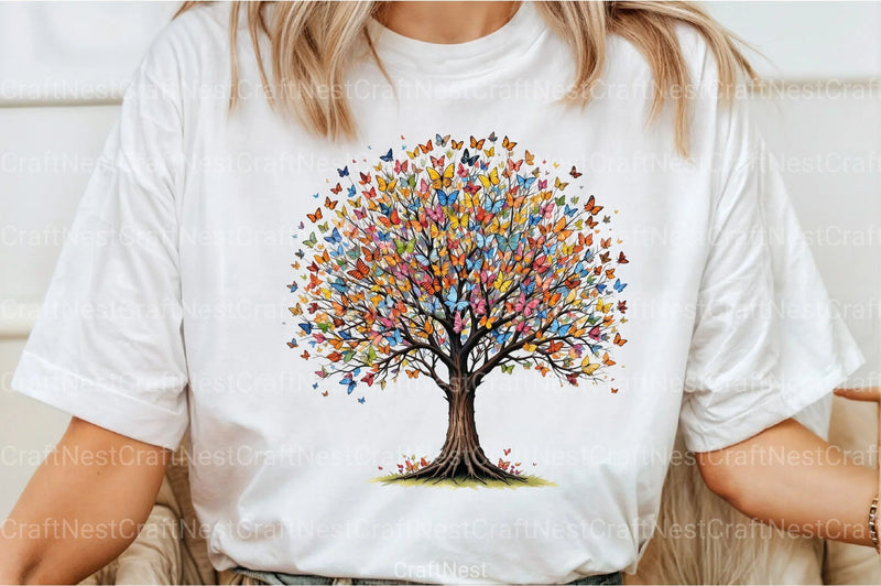 Flower Tree with Birds & Butterflies Clipart Bundle - CraftNest - Digital Crafting and Art