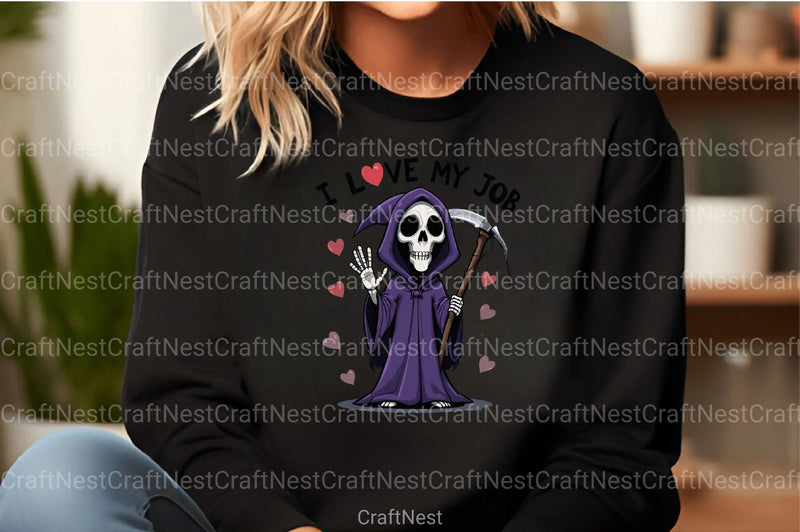 I Love My Job Reaper Cartoon Clipart Bundle - CraftNest - Digital Crafting and Art