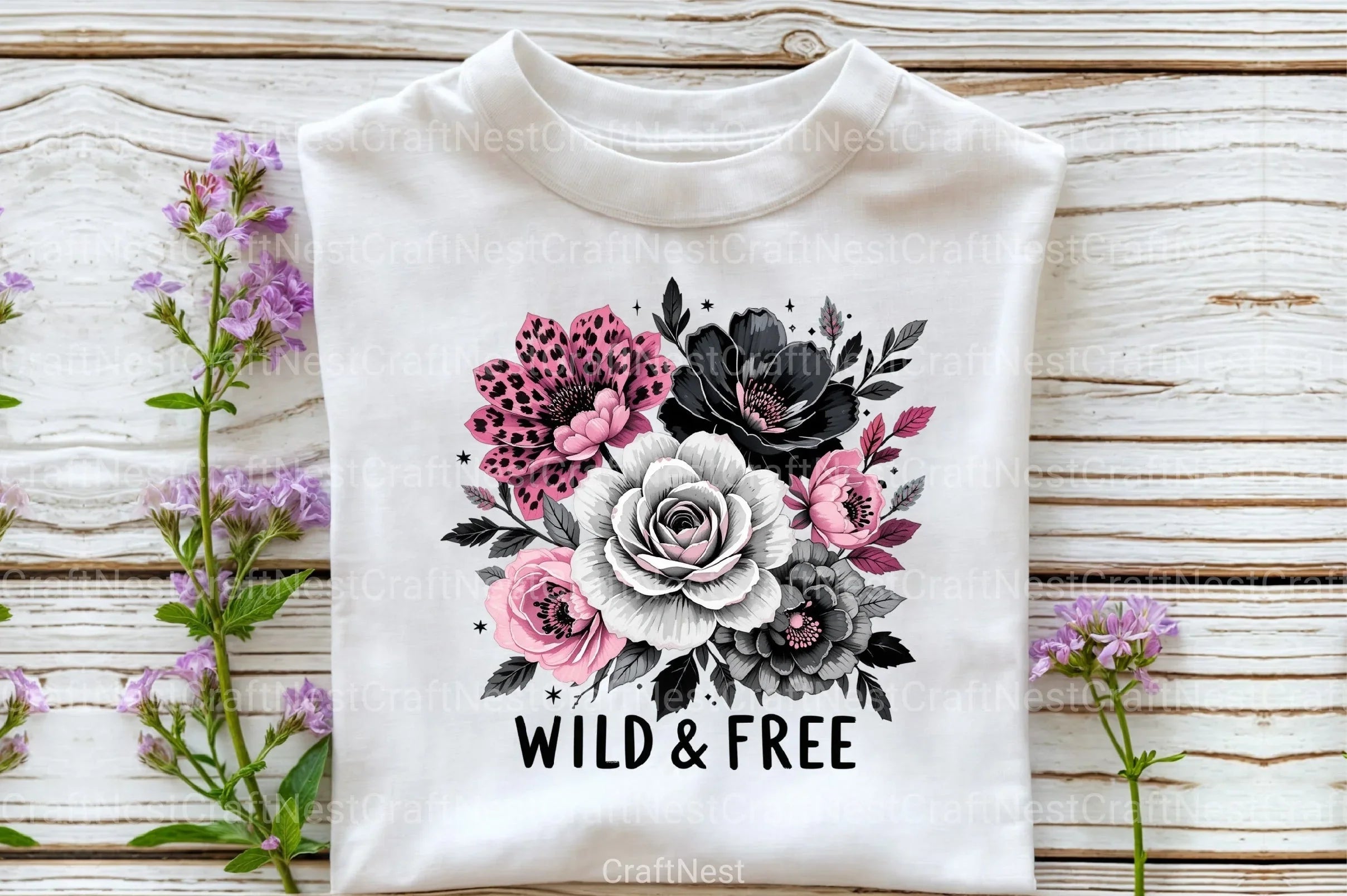 Black & White Flower Bouquet Clipart Bundle - CraftNest - Digital Crafting and Art