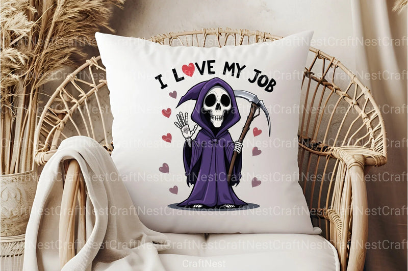 I Love My Job Reaper Cartoon Clipart Bundle - CraftNest - Digital Crafting and Art