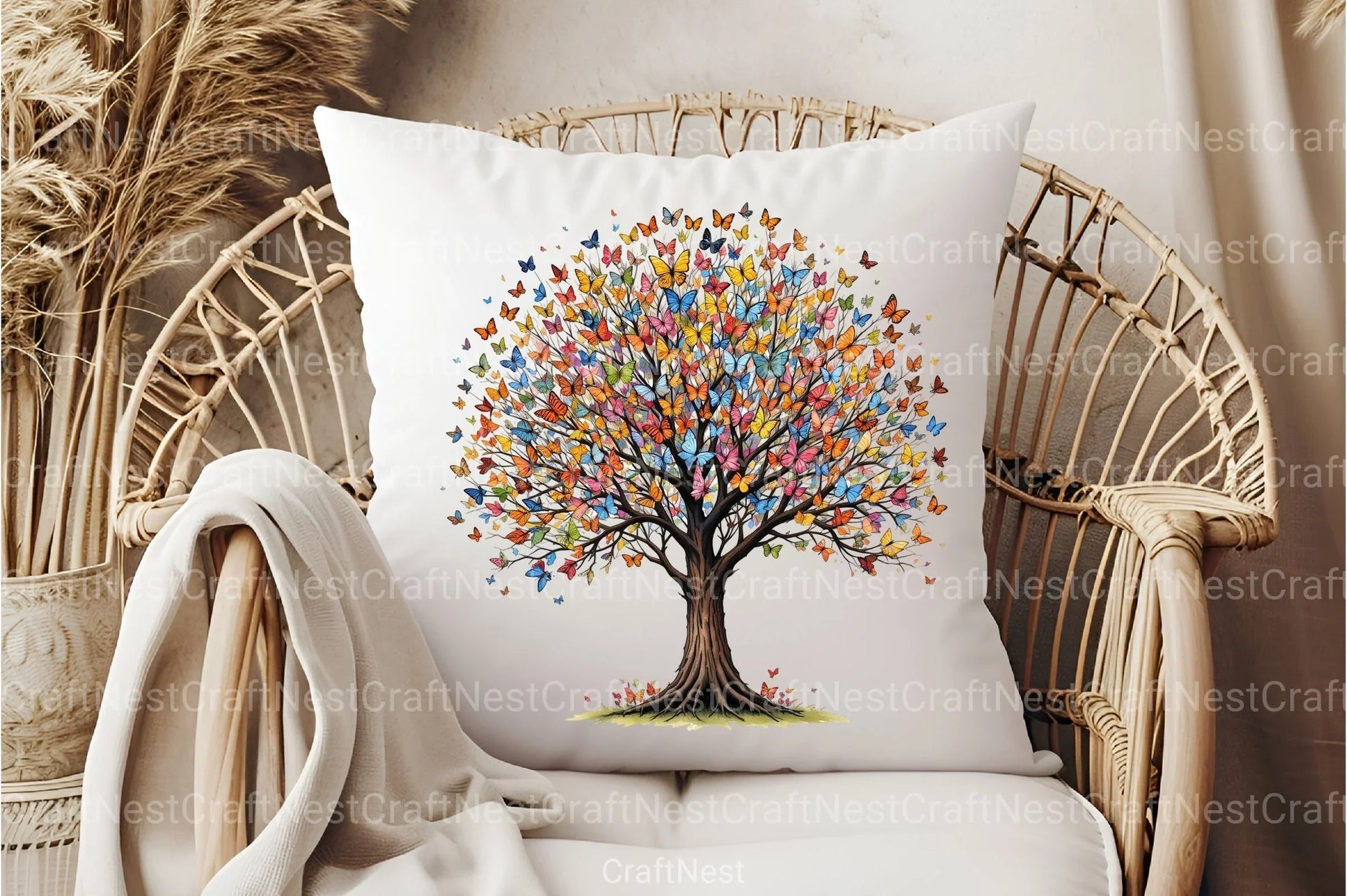 Flower Tree with Birds & Butterflies Clipart Bundle - CraftNest - Digital Crafting and Art