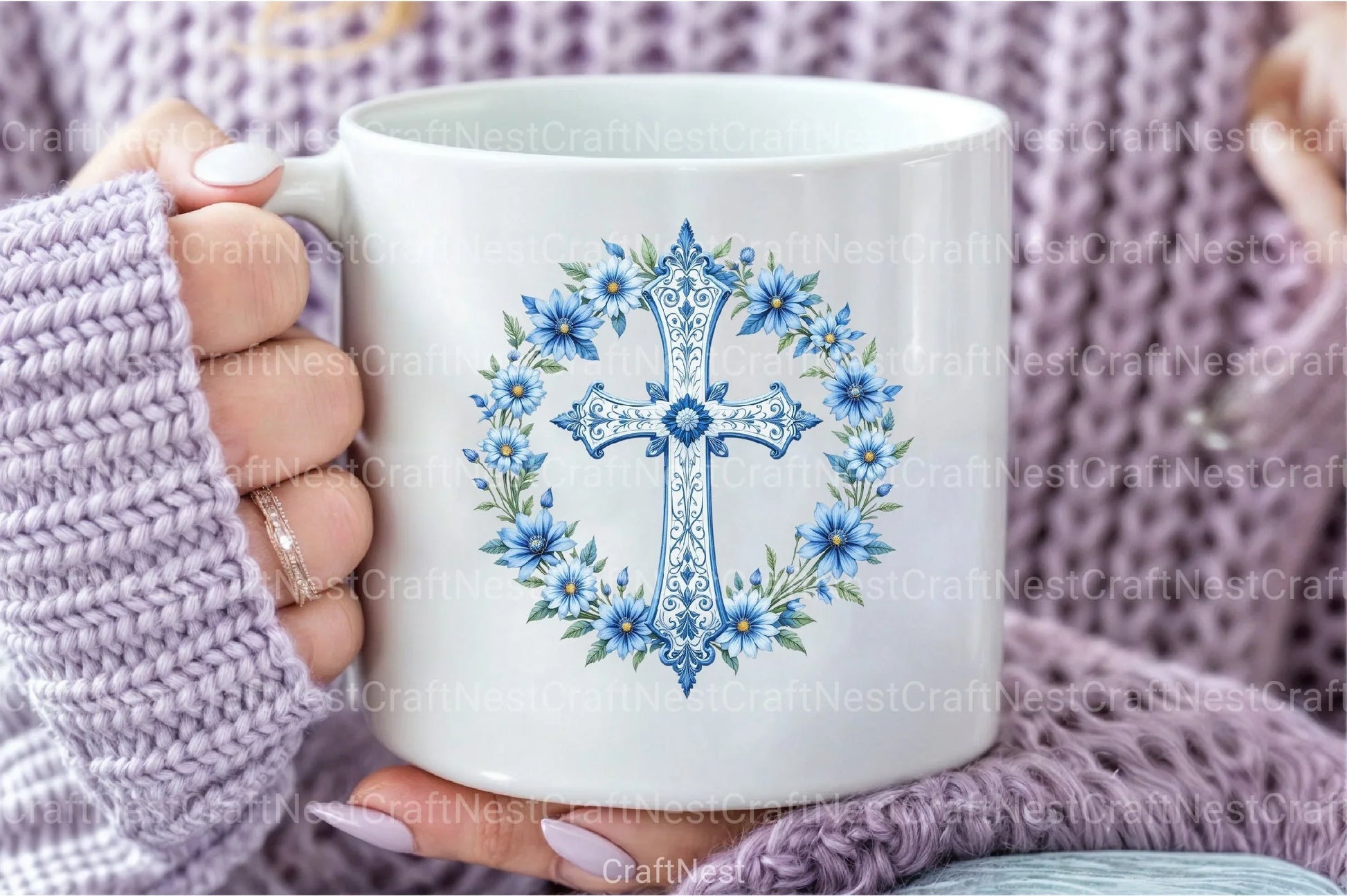 Blue Cross with Flowers Clipart Bundle - CraftNest - Digital Crafting and Art