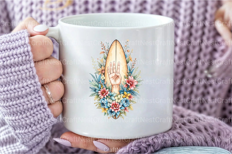 Colorful Floral Surfboard Clipart Bundle - CraftNest - Digital Crafting and Art