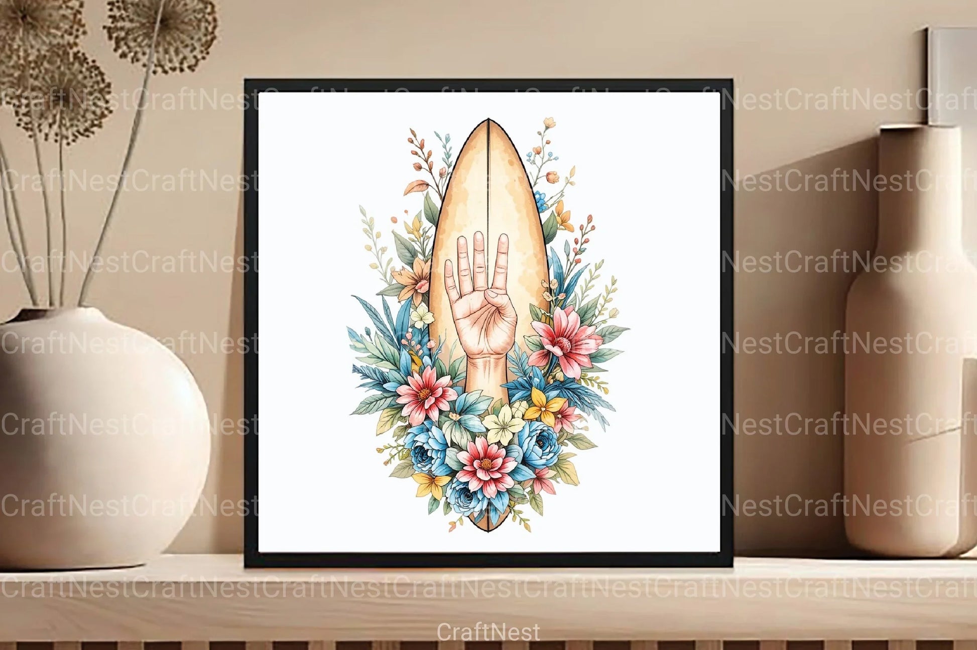 Colorful Floral Surfboard Clipart Bundle - CraftNest - Digital Crafting and Art