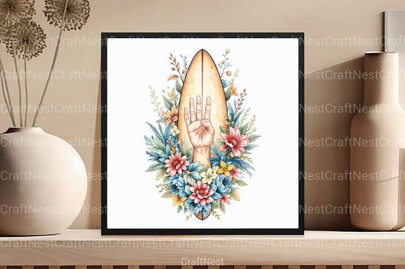 Colorful Floral Surfboard Clipart Bundle - CraftNest - Digital Crafting and Art