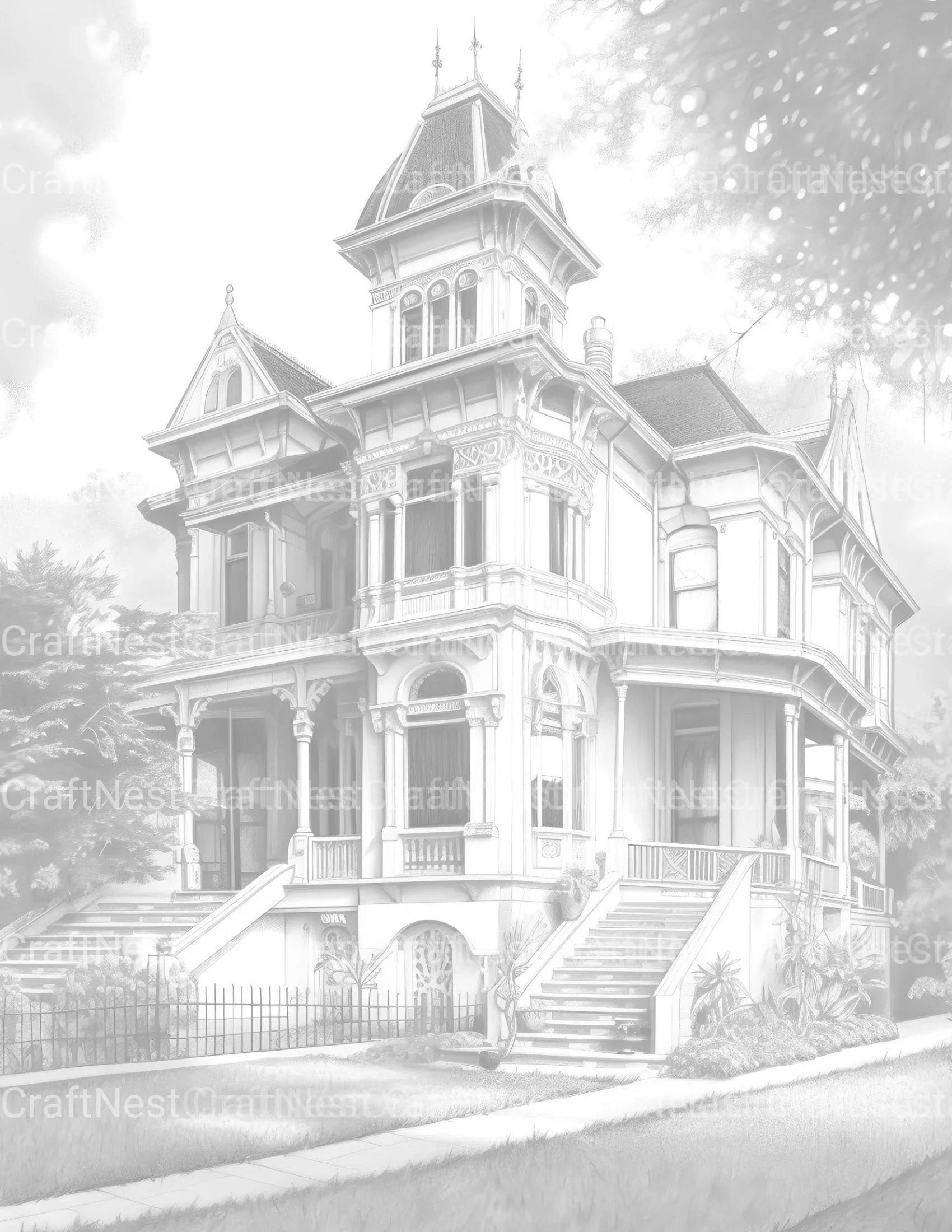 Victorian Style Houses Coloring Book - CraftNest - Digital Crafting and Art
