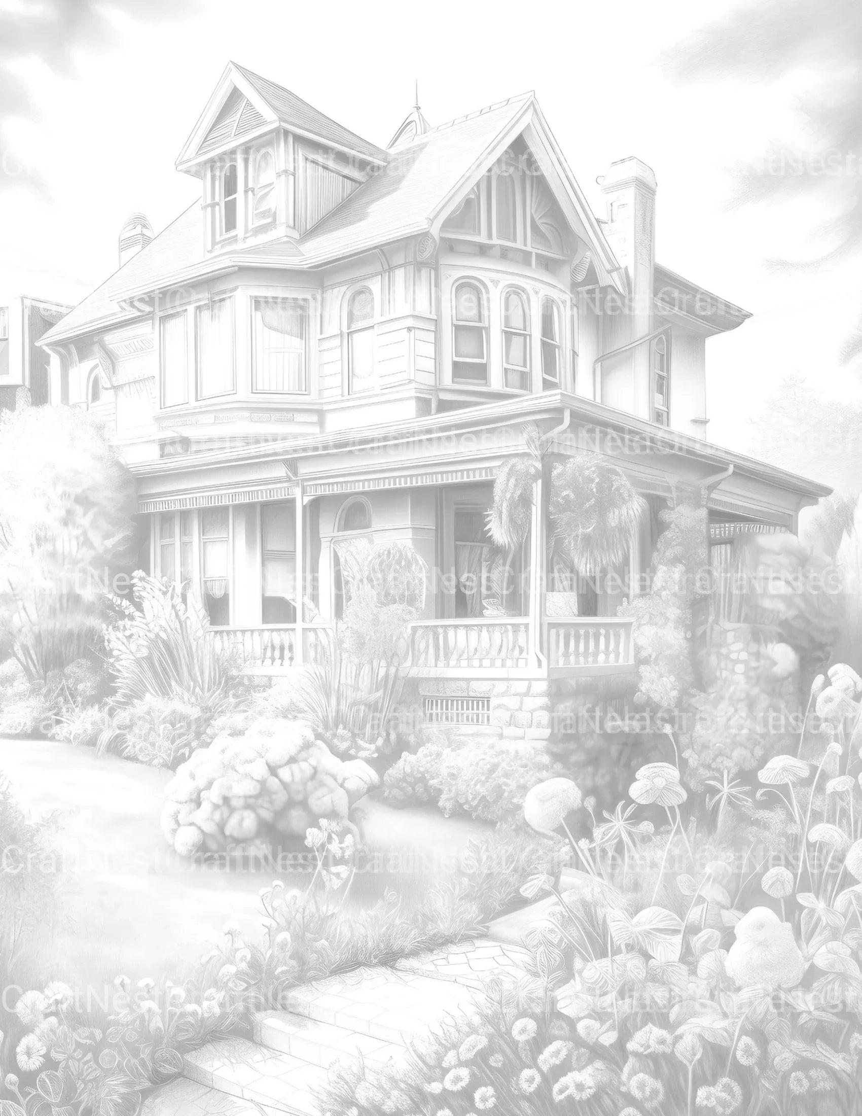 Victorian Style Houses Coloring Book - CraftNest - Digital Crafting and Art