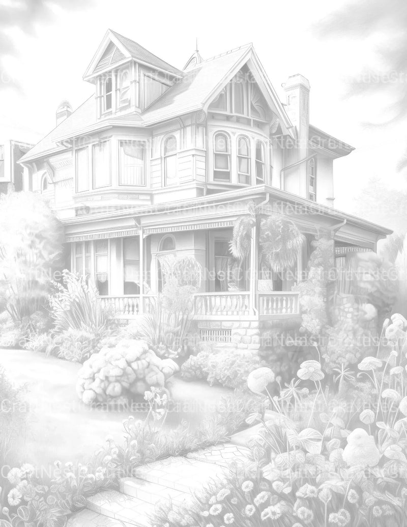 Victorian Style Houses Coloring Book - CraftNest - Digital Crafting and Art