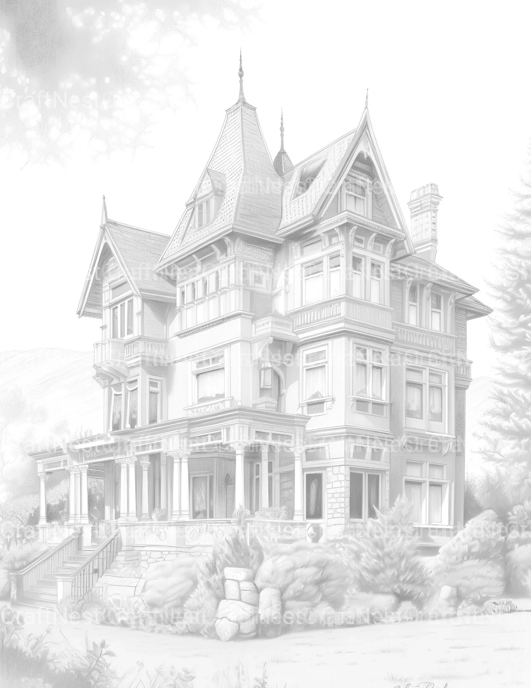 Victorian Style Houses Coloring Book - CraftNest - Digital Crafting and Art