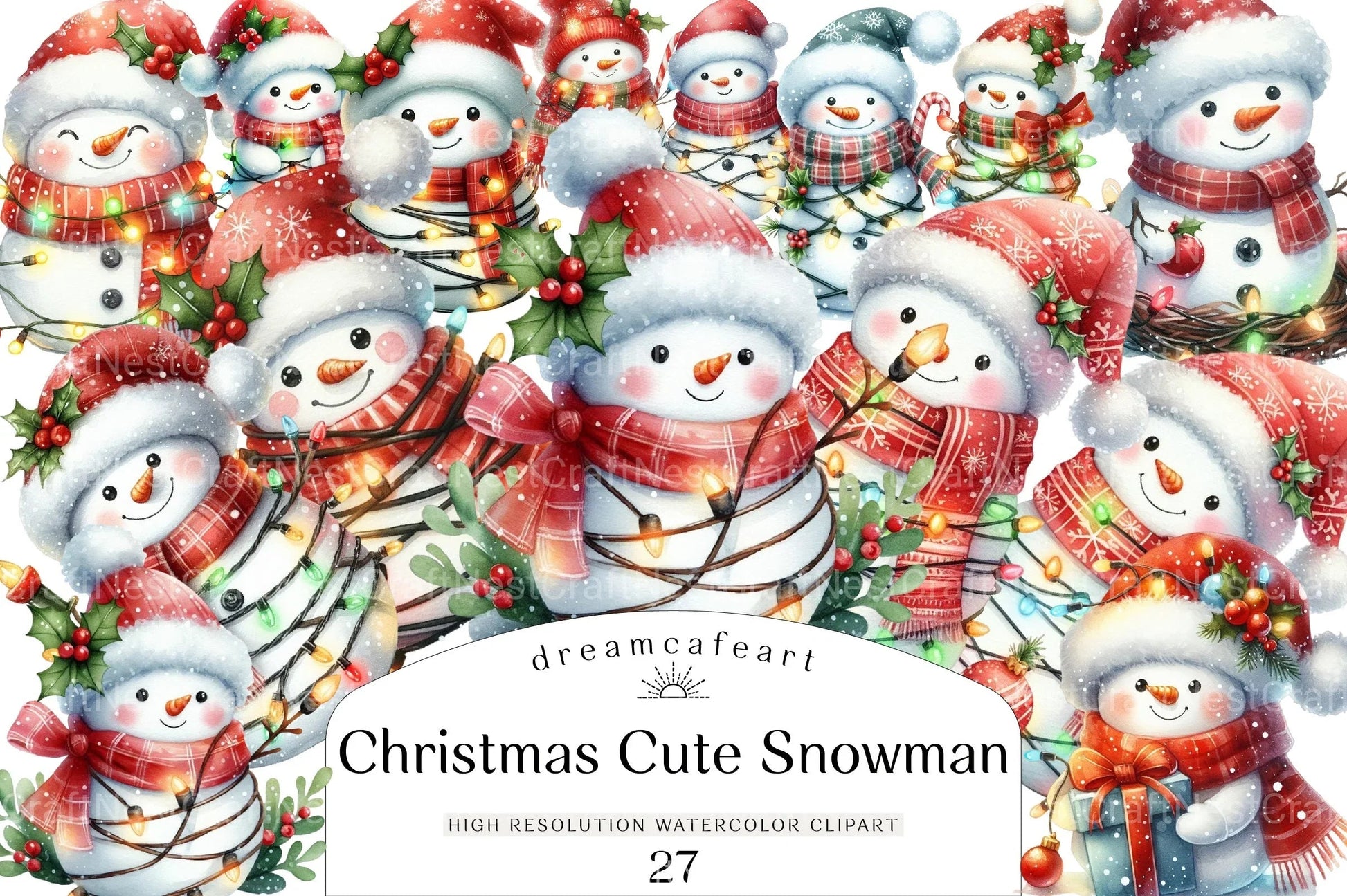 Christmas Cute Snowman Clipart Bundle 99 - CraftNest - Digital Crafting and Art