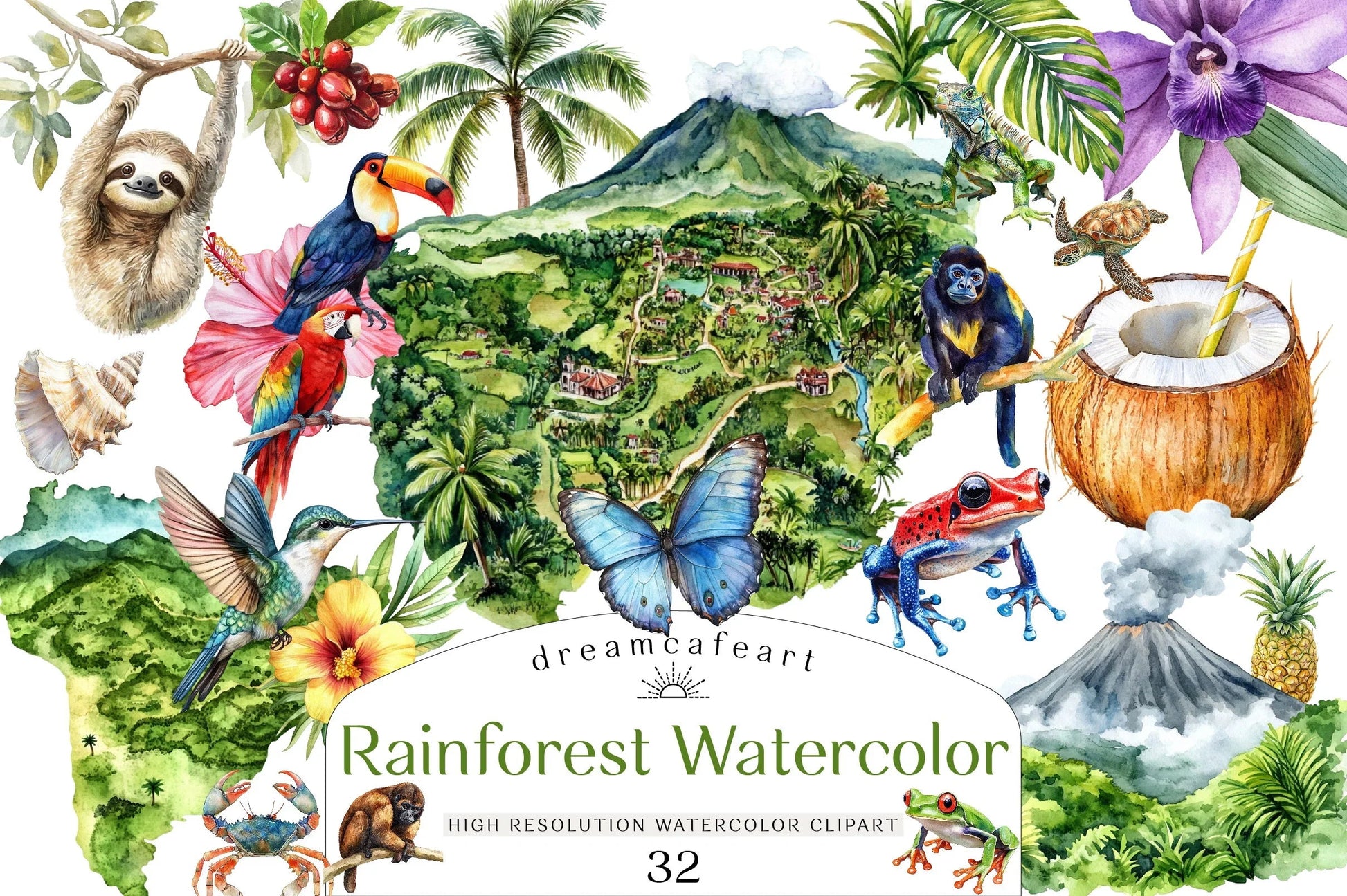 Rainforest Vintage Nature Clipart Bundle - CraftNest - Digital Crafting and Art