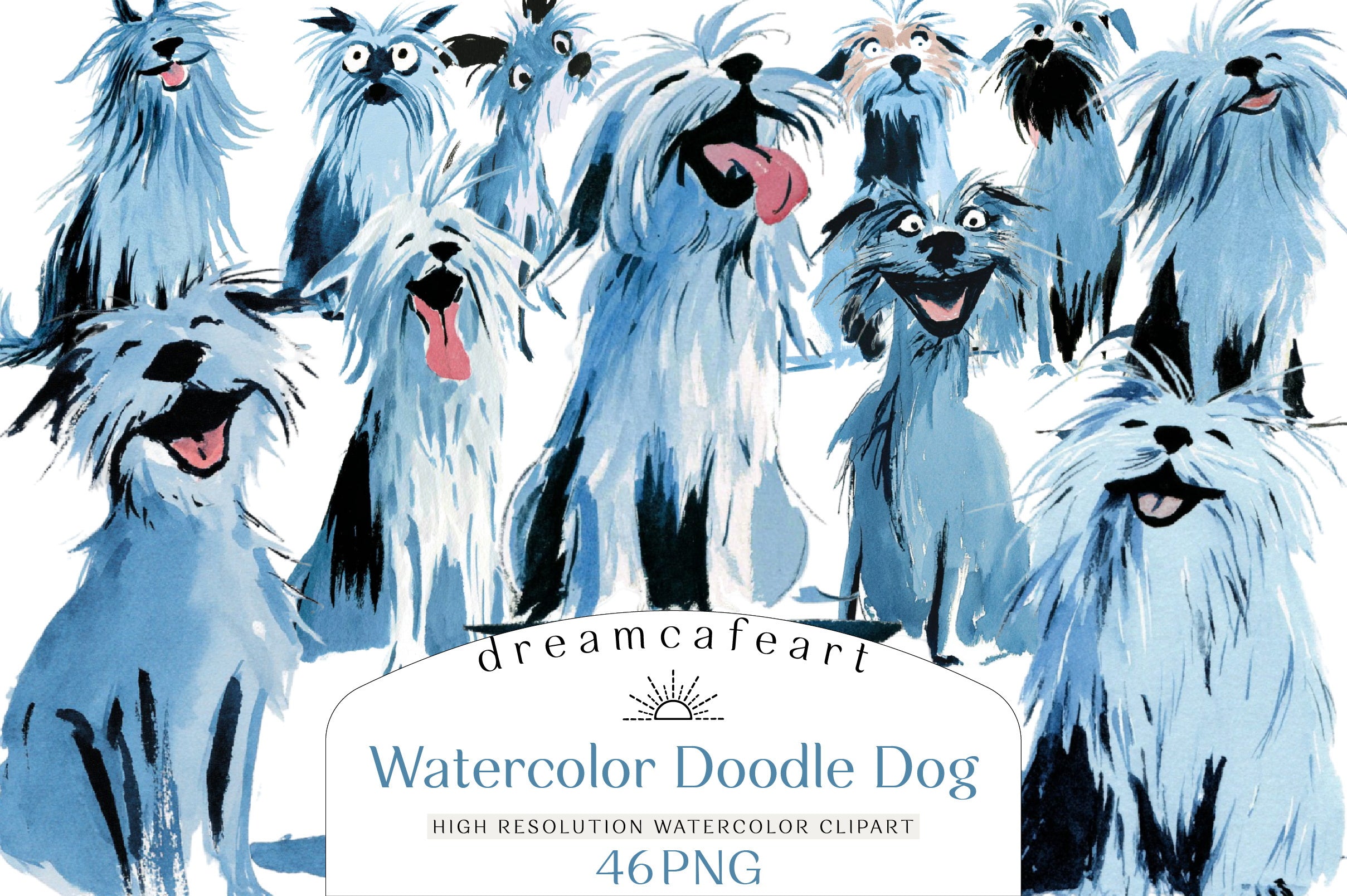 Doodle Dog Clipart Bundle Set