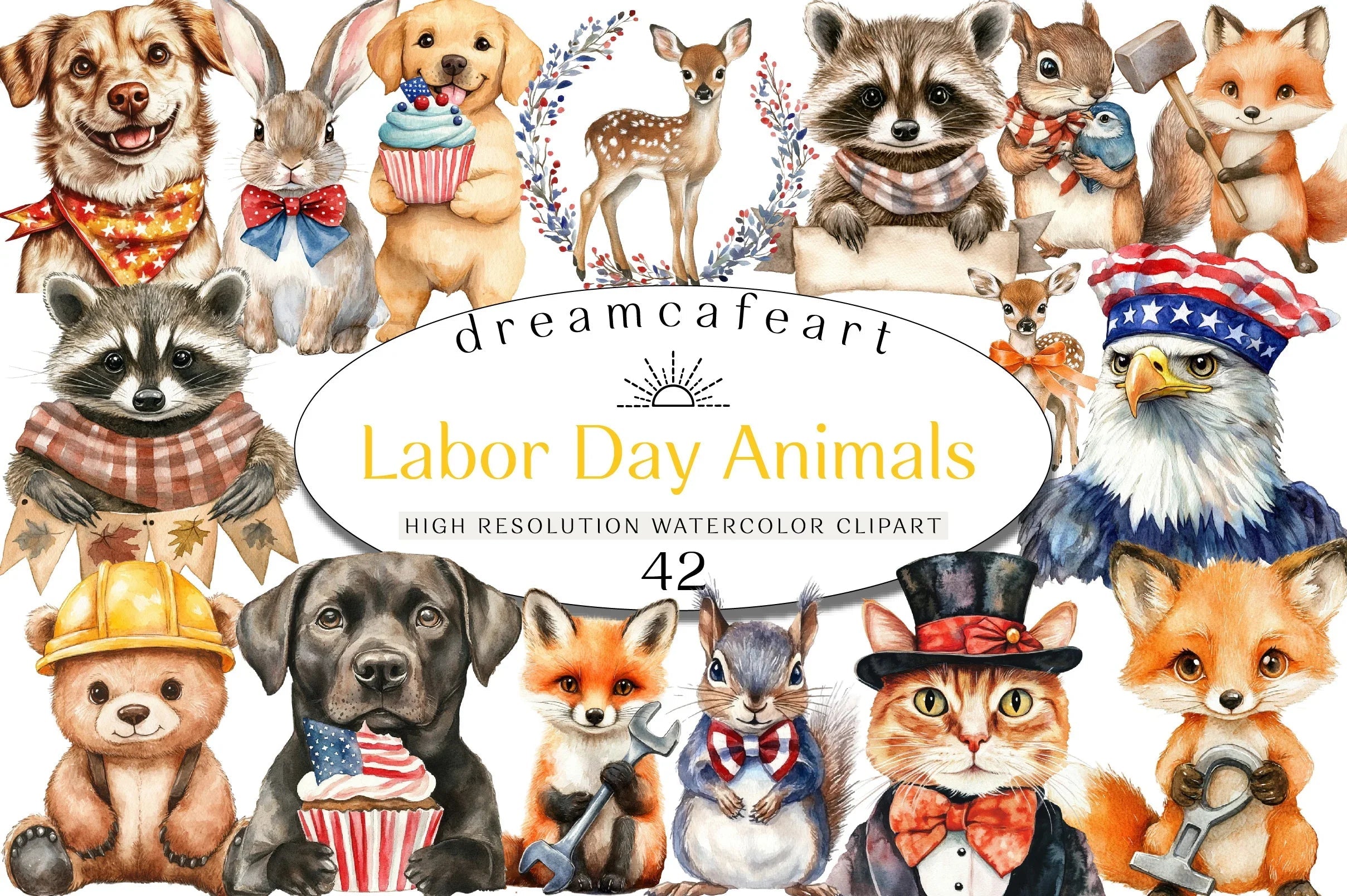 Labor Day Animals Clipart Bundle - CraftNest - Digital Crafting and Art