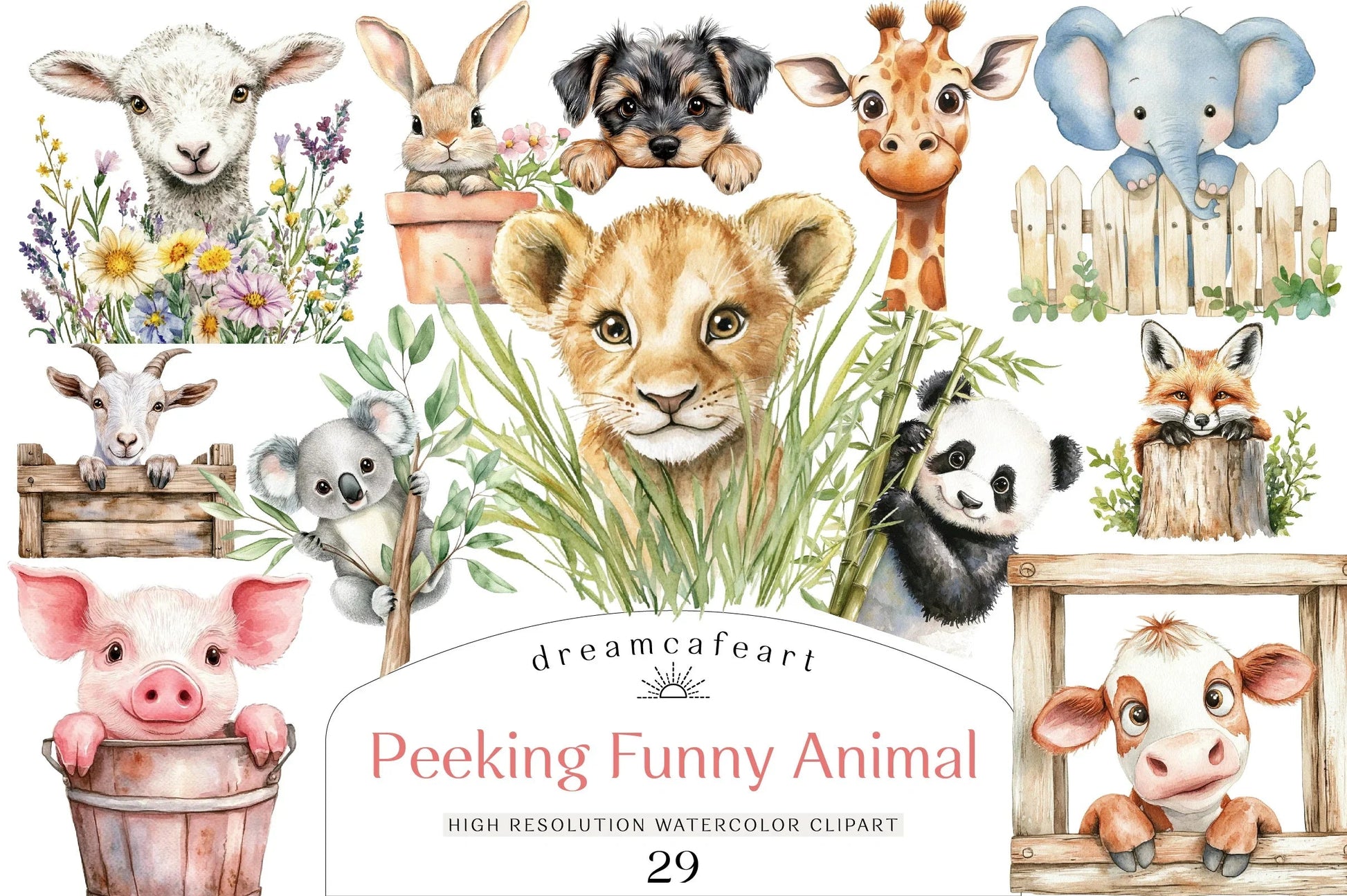 Funny Cute Animal Peeking Clipart Bundle - CraftNest - Digital Crafting and Art