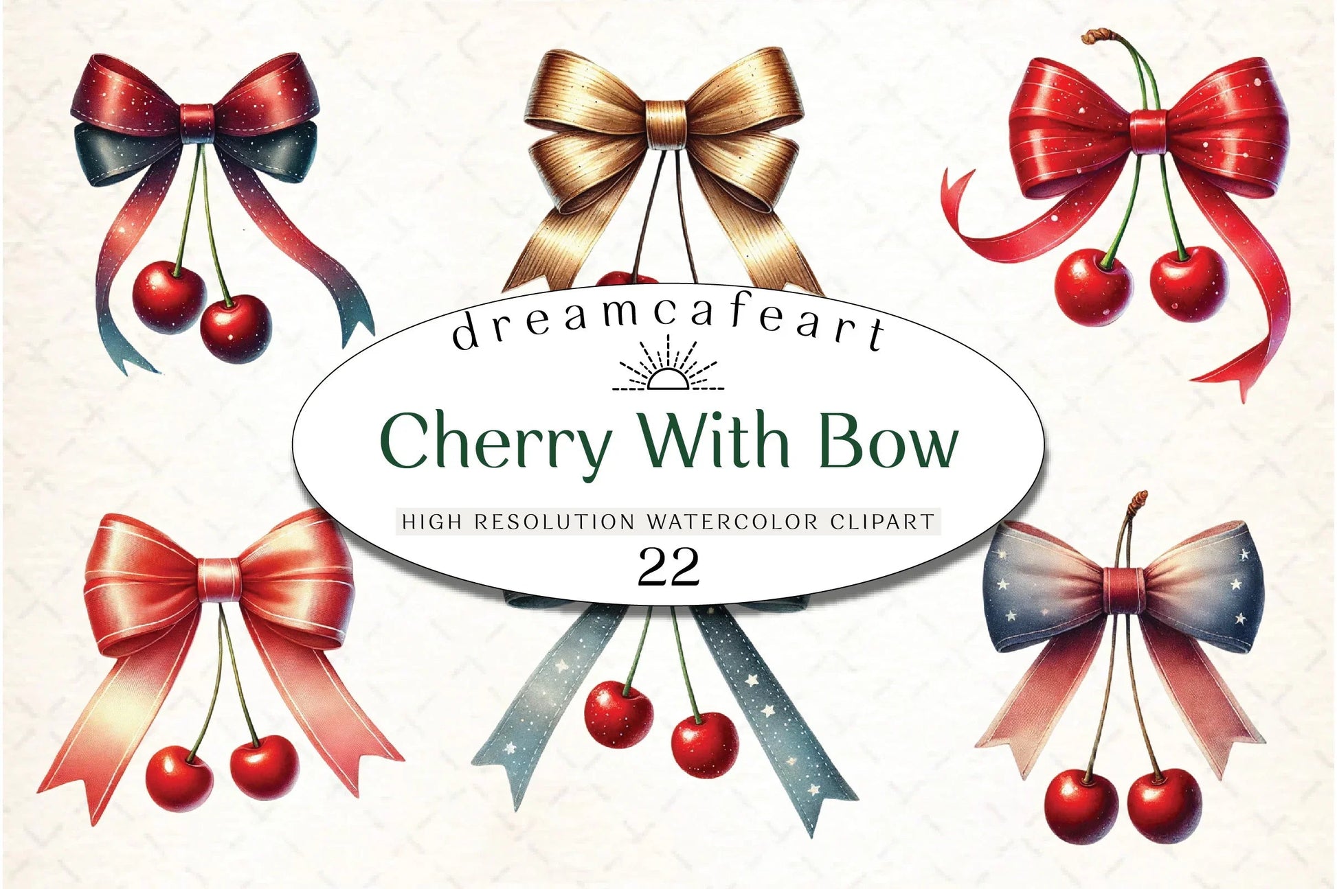 Cherry with Bow Clipart Bundle - CraftNest - Digital Crafting and Art