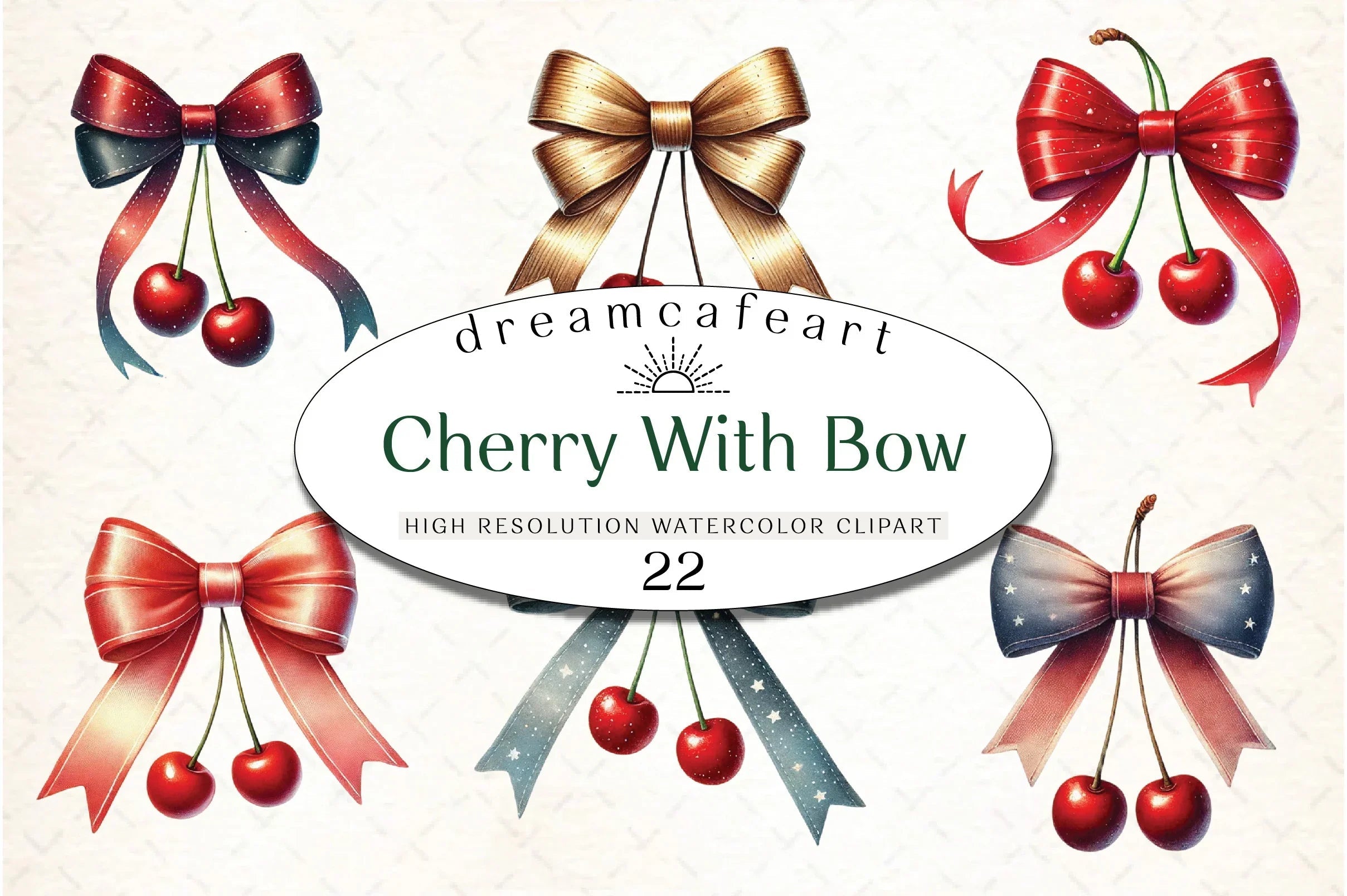 Cherry with Bow Clipart Bundle - CraftNest - Digital Crafting and Art