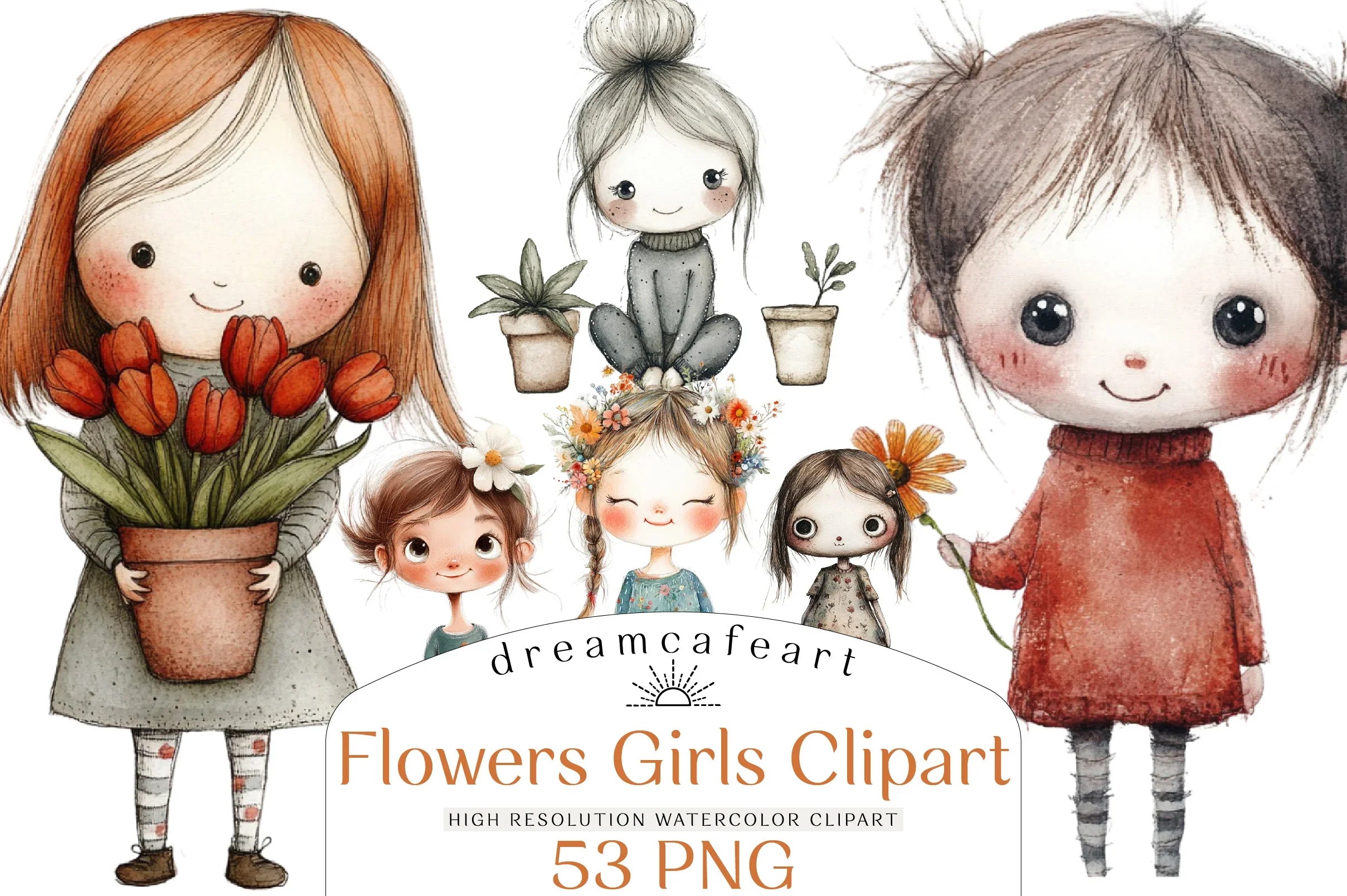 Flower Girls Clipart Bundle - CraftNest - Digital Crafting and Art