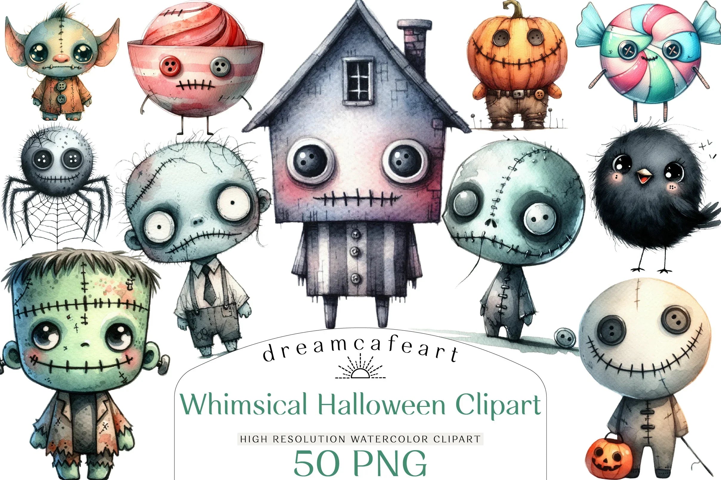 Whimsical Halloween Clipart Bundle - CraftNest - Digital Crafting and Art