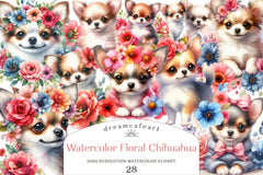 Floral Chihuahua Clipart Bundle - CraftNest - Digital Crafting and Art
