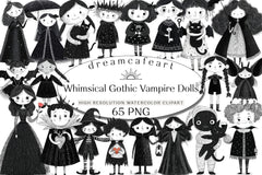 Whimsical Gothic Vampire Dolls Clipart Bundle - CraftNest - Digital Crafting and Art