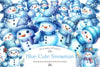 Blue Cute Snowman Clipart Bundle