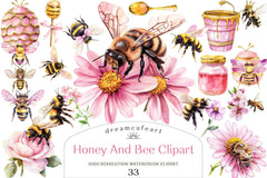 Honey Bee Clipart Bundle - CraftNest - Digital Crafting and Art