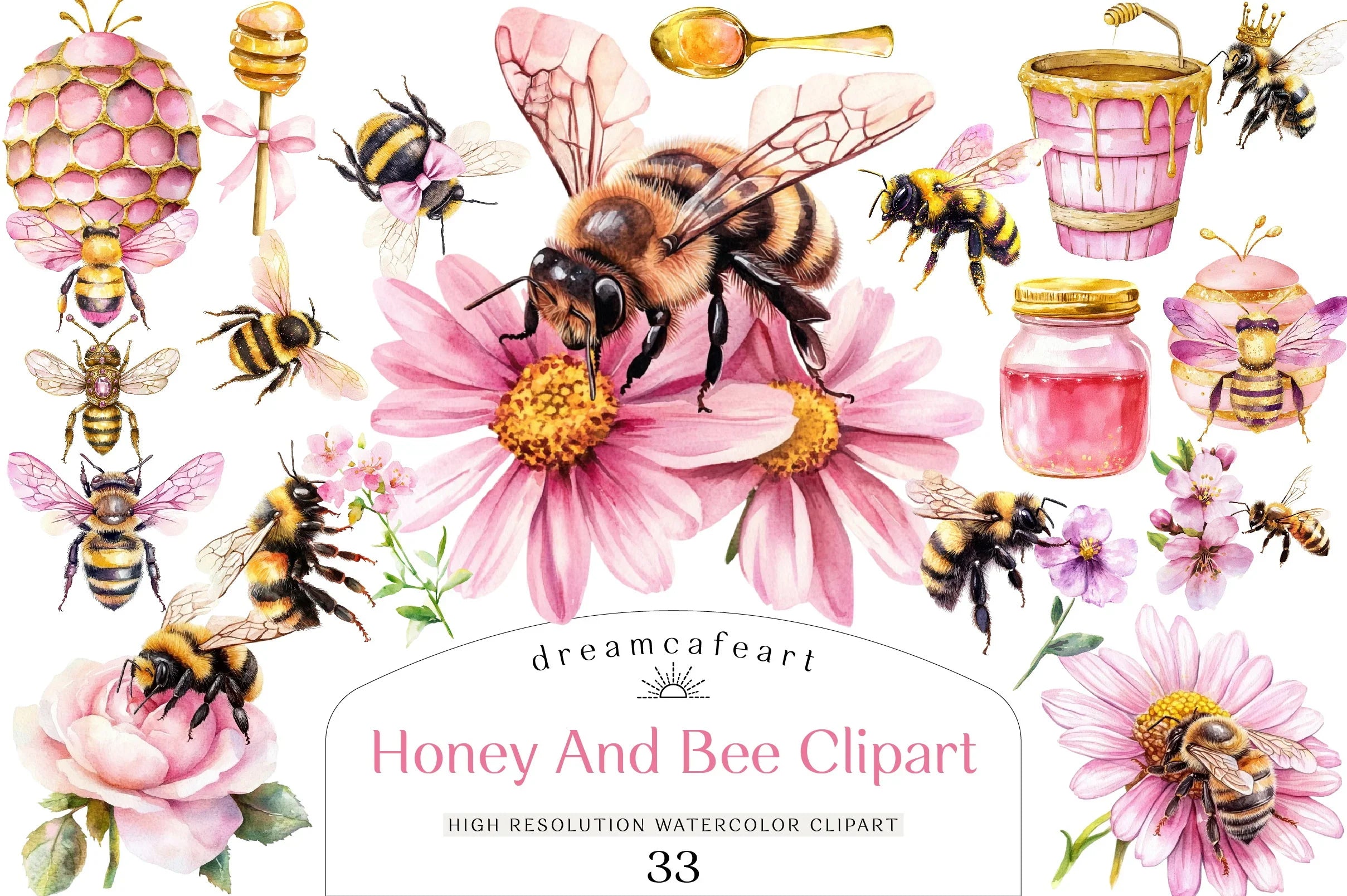 Honey Bee Clipart Bundle - CraftNest - Digital Crafting and Art