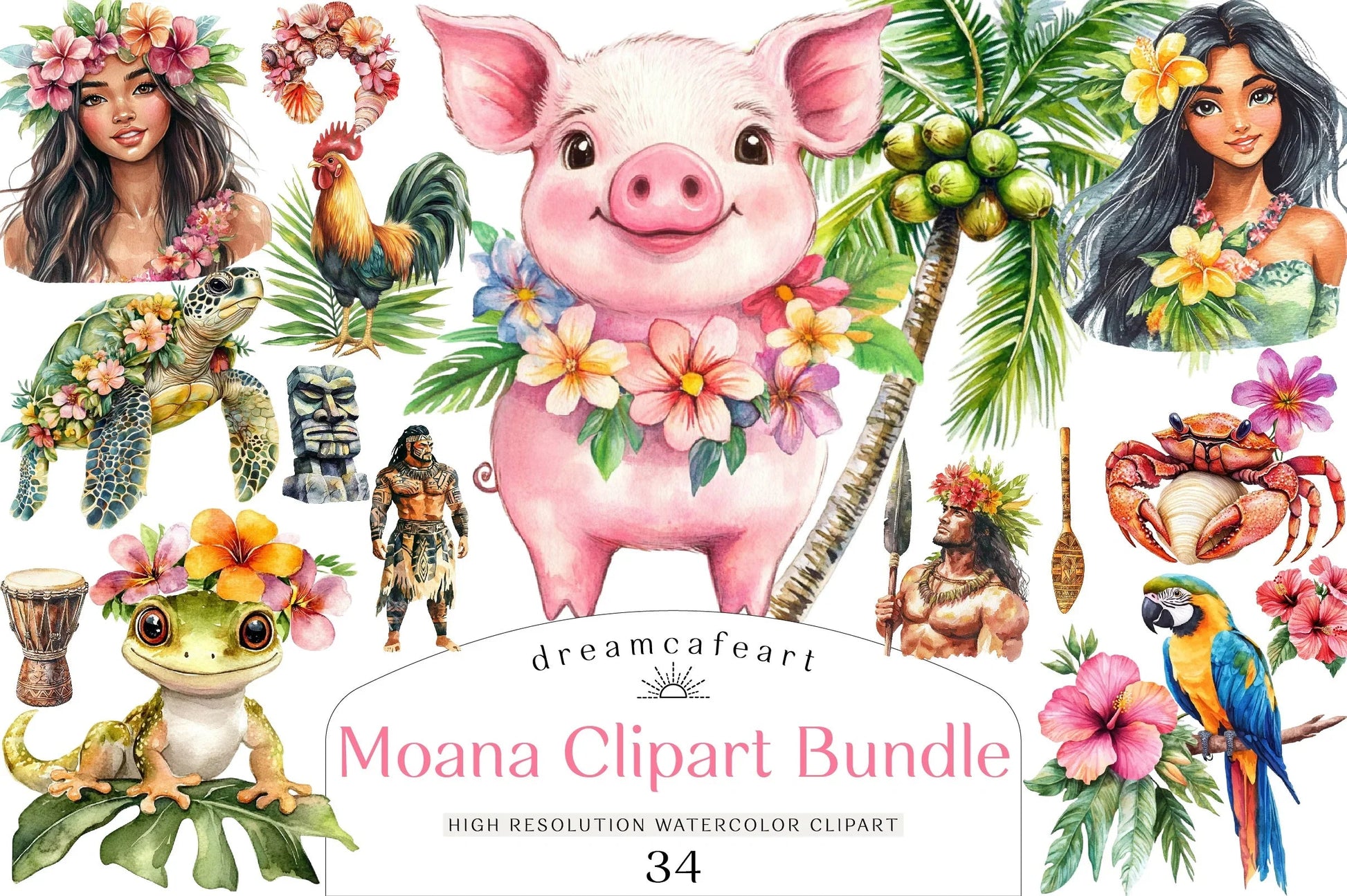 Moana Clipart Bundle for Creative Projects - CraftNest - Digital Crafting and Art