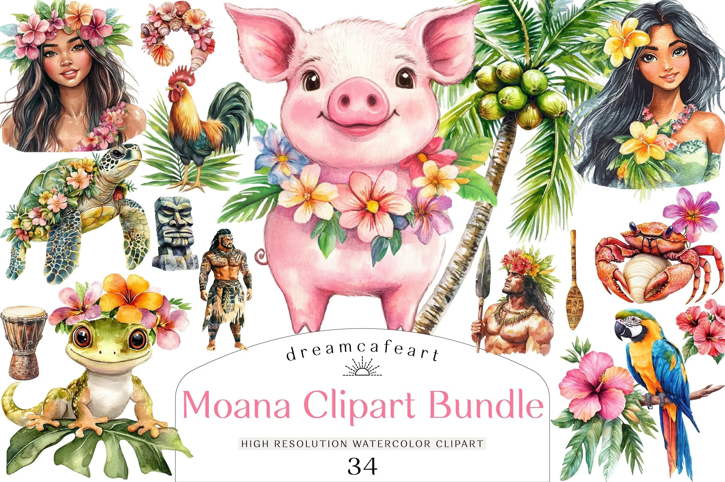 Moana Clipart Bundle for Creative Projects - CraftNest - Digital Crafting and Art