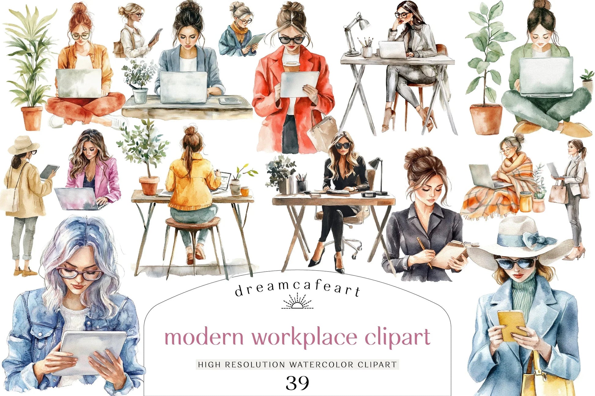 Modern Workplace Clipart Bundle - CraftNest - Digital Crafting and Art