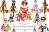 Black Friday Woman Shopping Clipart Bundle