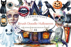 Brush Doodle Halloween Clipart Bundle - CraftNest - Digital Crafting and Art