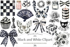 Black and White Clipart Bundle - CraftNest - Digital Crafting and Art