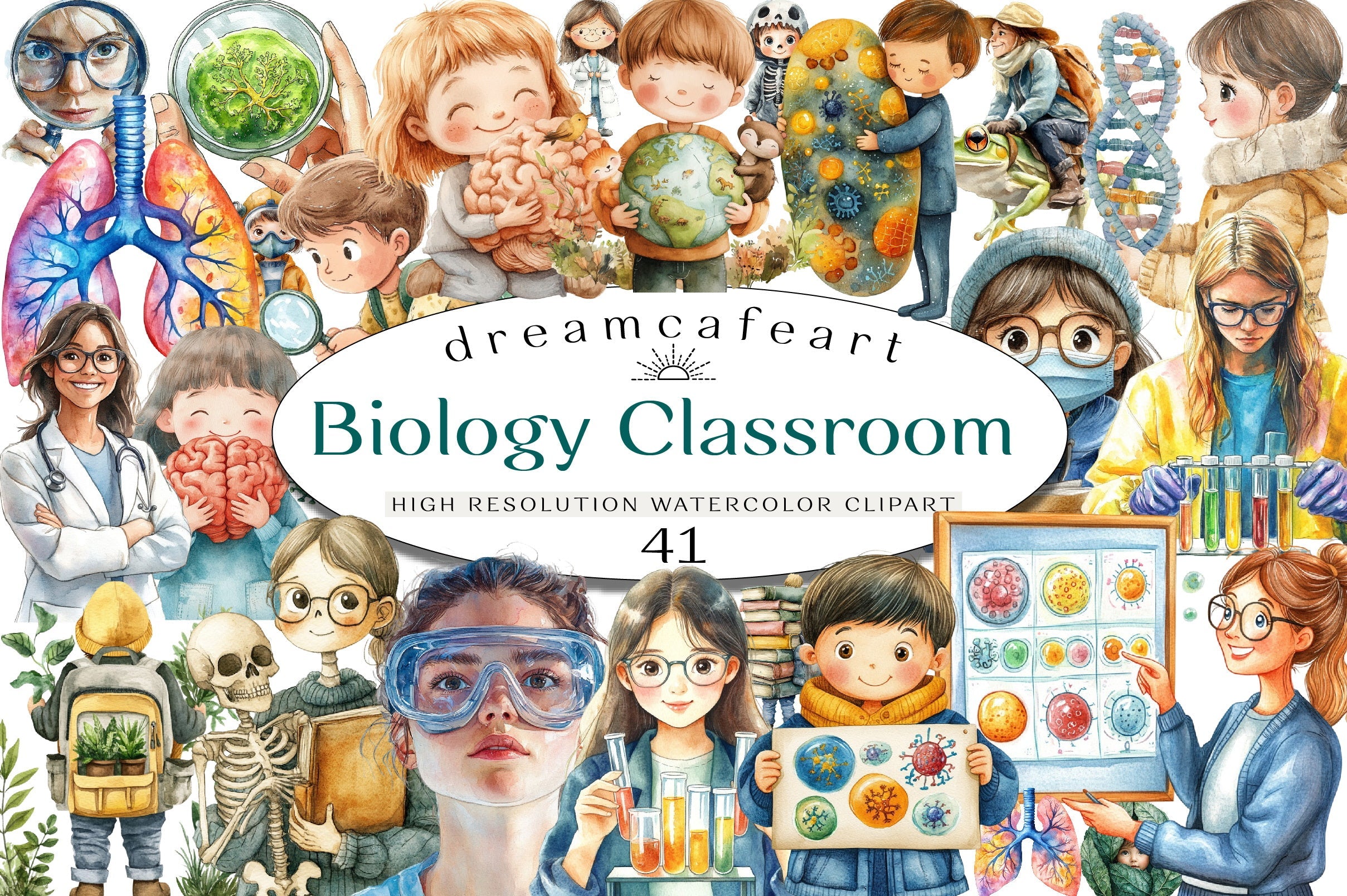 Funny Biology Classroom Clipart Bundle