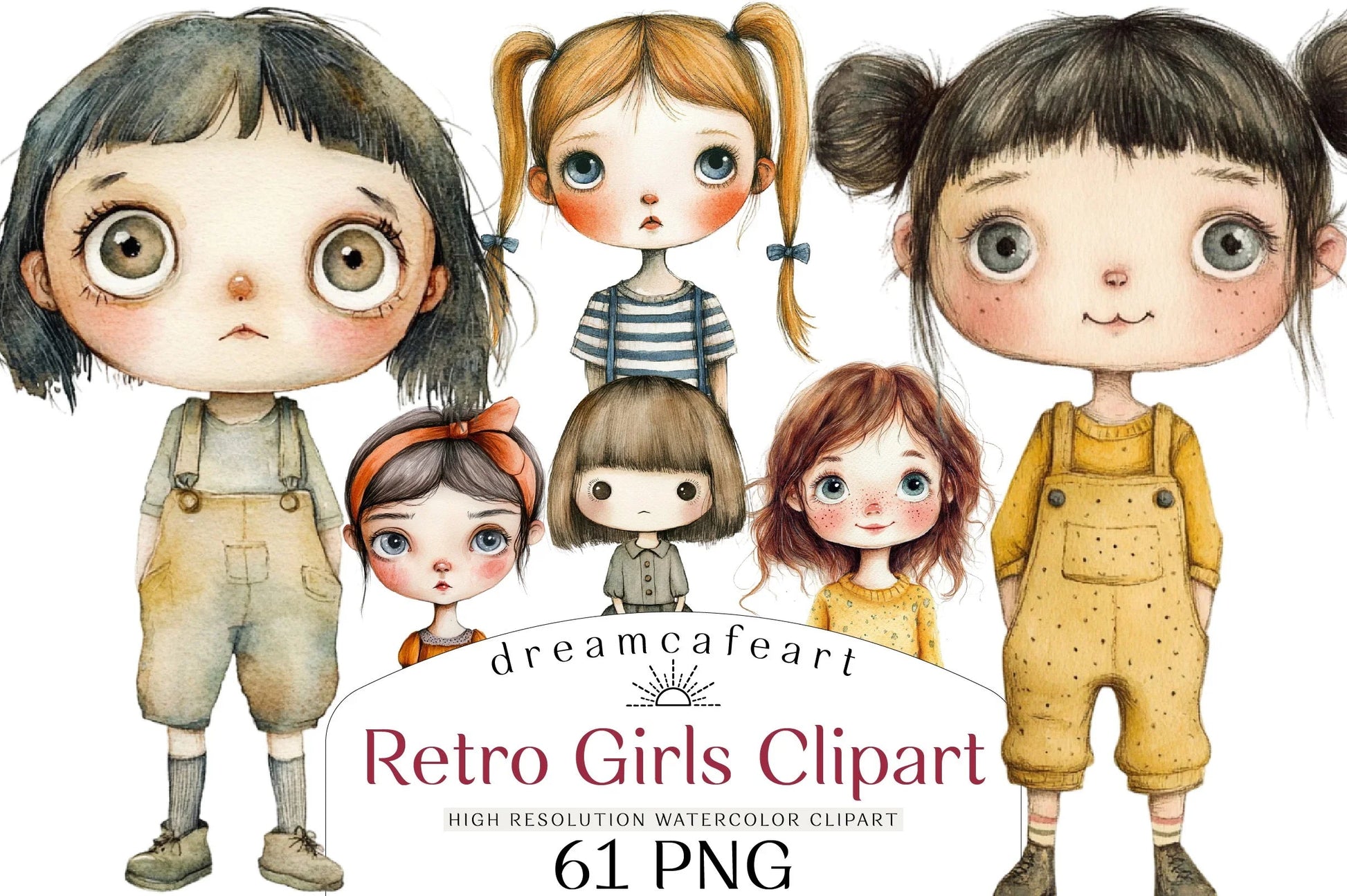 Retro Girls Clipart Bundle - CraftNest - Digital Crafting and Art