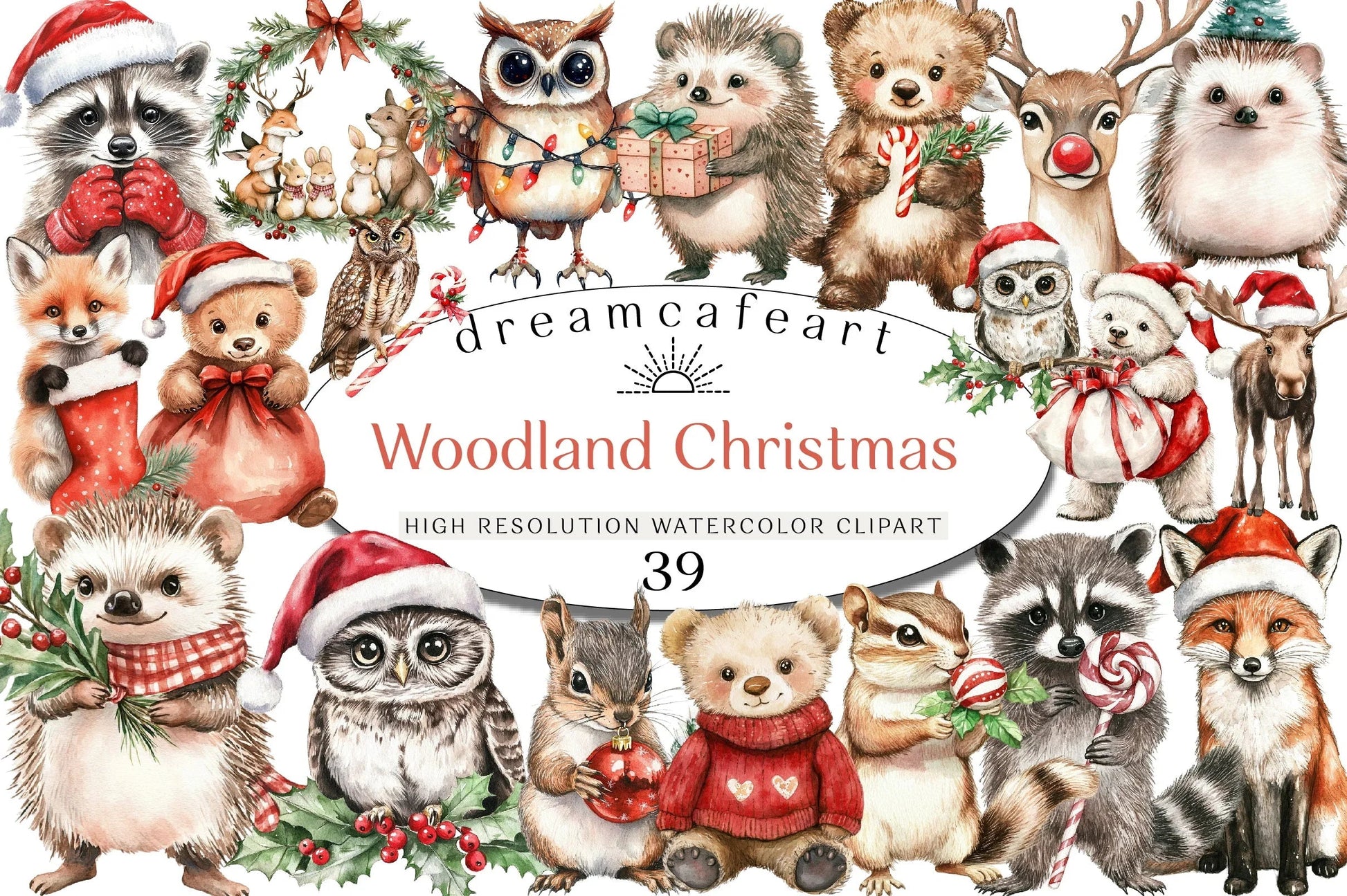 Woodland Christmas Clipart Bundle - CraftNest - Digital Crafting and Art