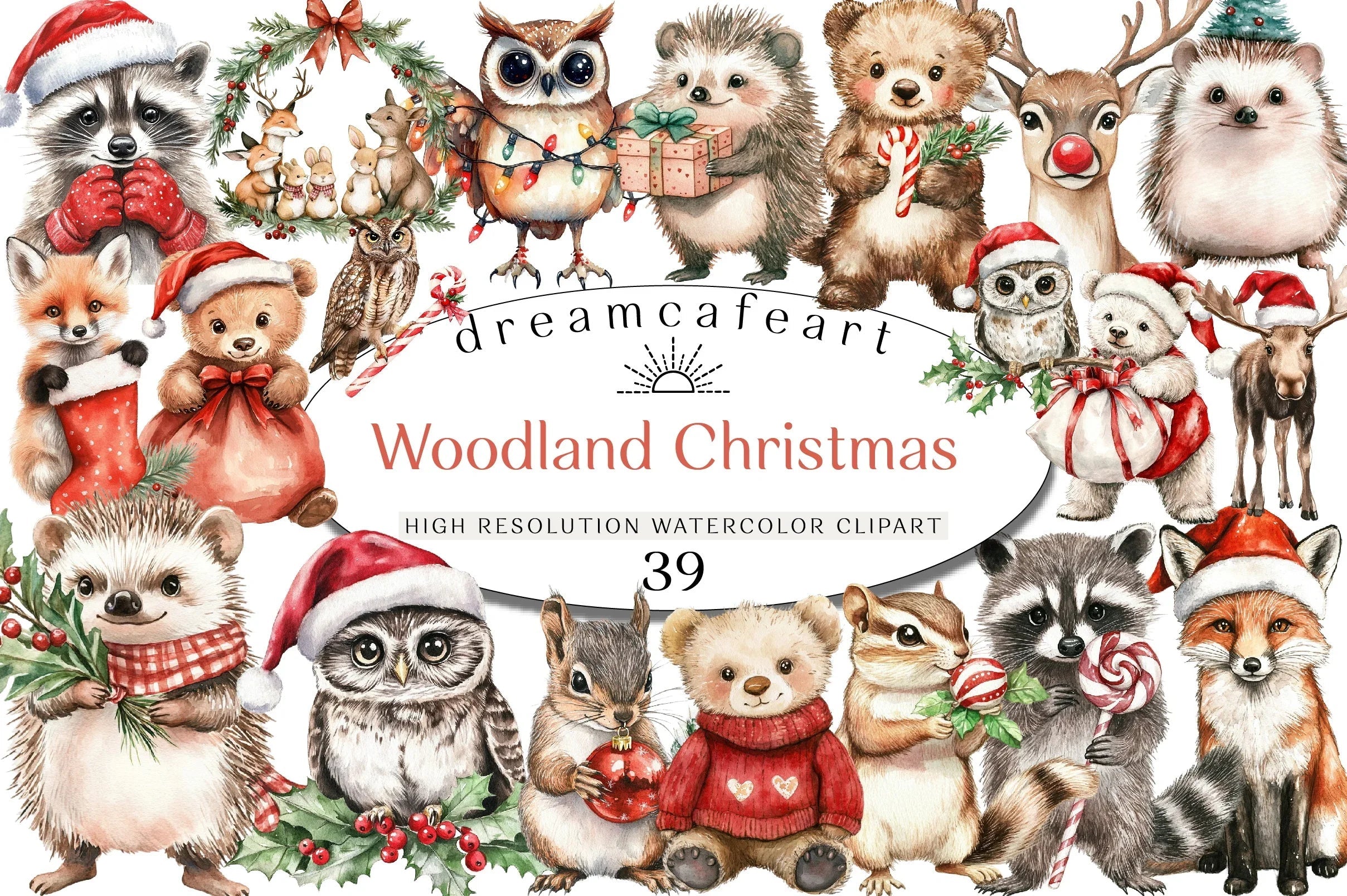 Woodland Christmas Clipart Bundle - CraftNest - Digital Crafting and Art