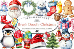 Brush Doodle Christmas Clipart Bundle - CraftNest - Digital Crafting and Art