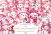 Pink Cute Snowman Clipart Bundle