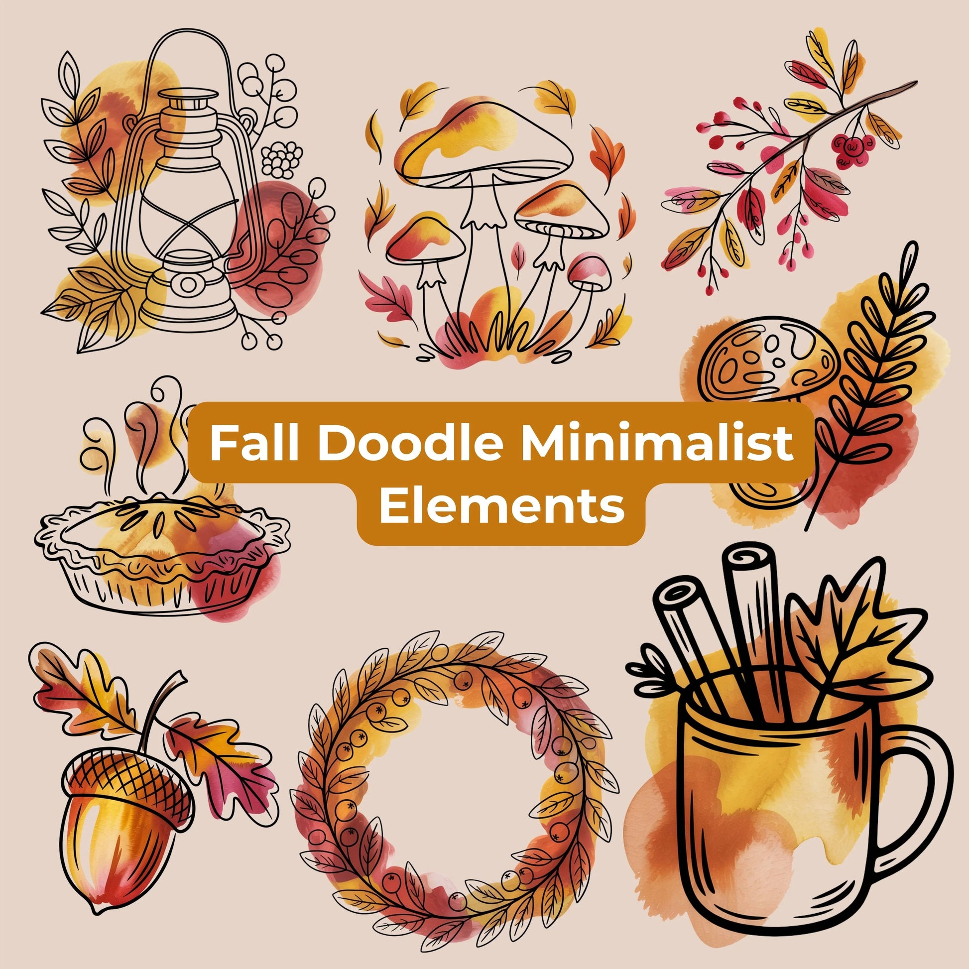 Fall Doodle Minimalist Elements Clipart Bundle - CraftNest - Digital Crafting and Art