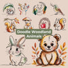 Woodland Animals Doodle Clipart Bundle