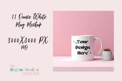 Pink 11oz White Mug Mockup - CraftNest - Digital Crafting and Art