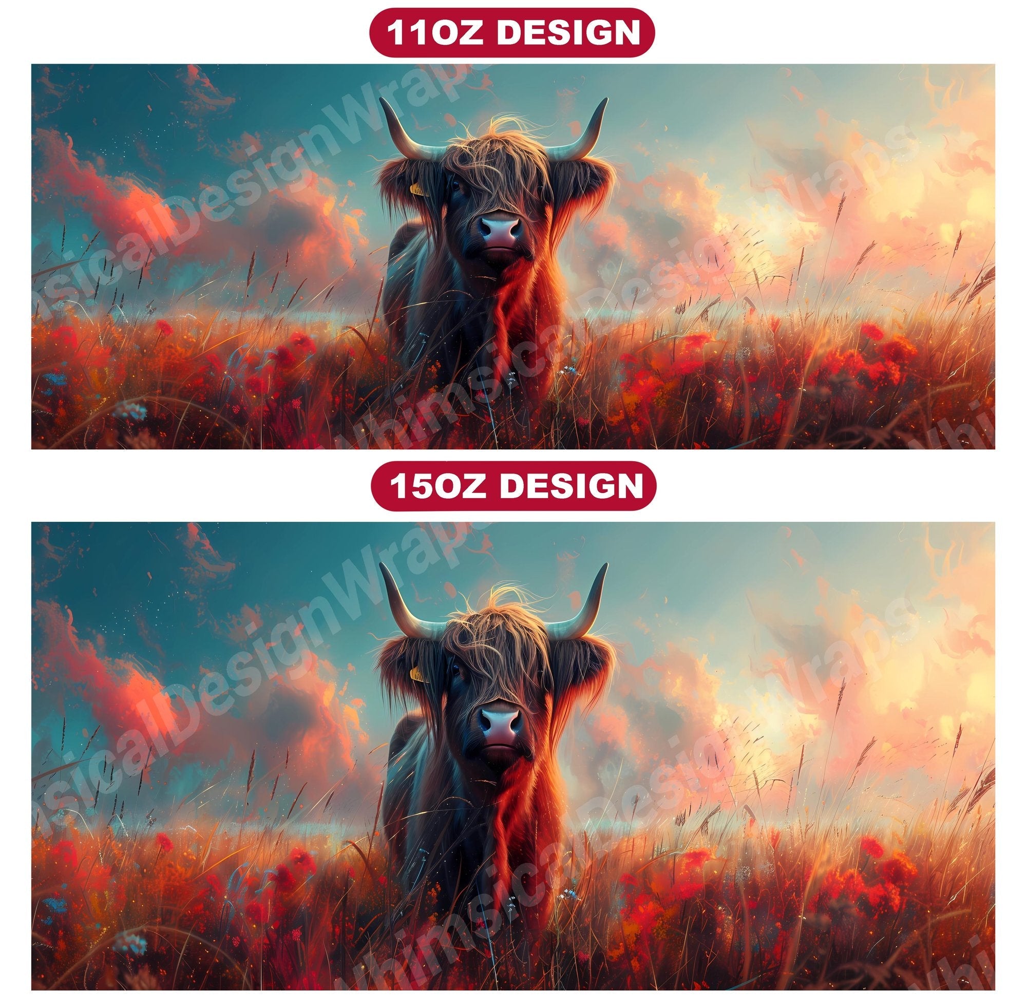 Highland Cow 4 Mug Wrap